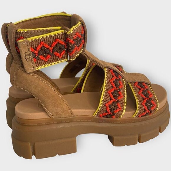 UGG Ashton Heritage Braid Chestnut Leather Strap Womens Sandals size US 9 New - Picture 6 of 9